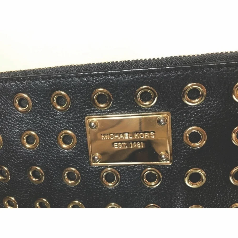 MK Michael Kors black clutch with gold